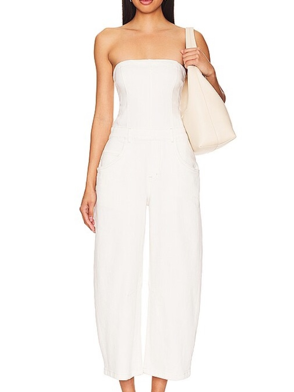 Free People White Jeans Jumpsuit